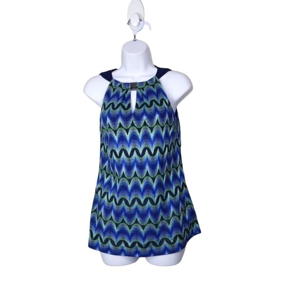 Etcetera Factory Women's Blue & Green Geometric Tank Top Blouse Size XS - Picture 1 of 9